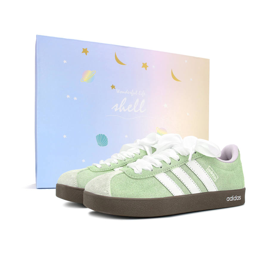 Adidas Adidas VL COURT 2.0 Wear resistant And Lightweight Low top Skateboard Shoes Light Green