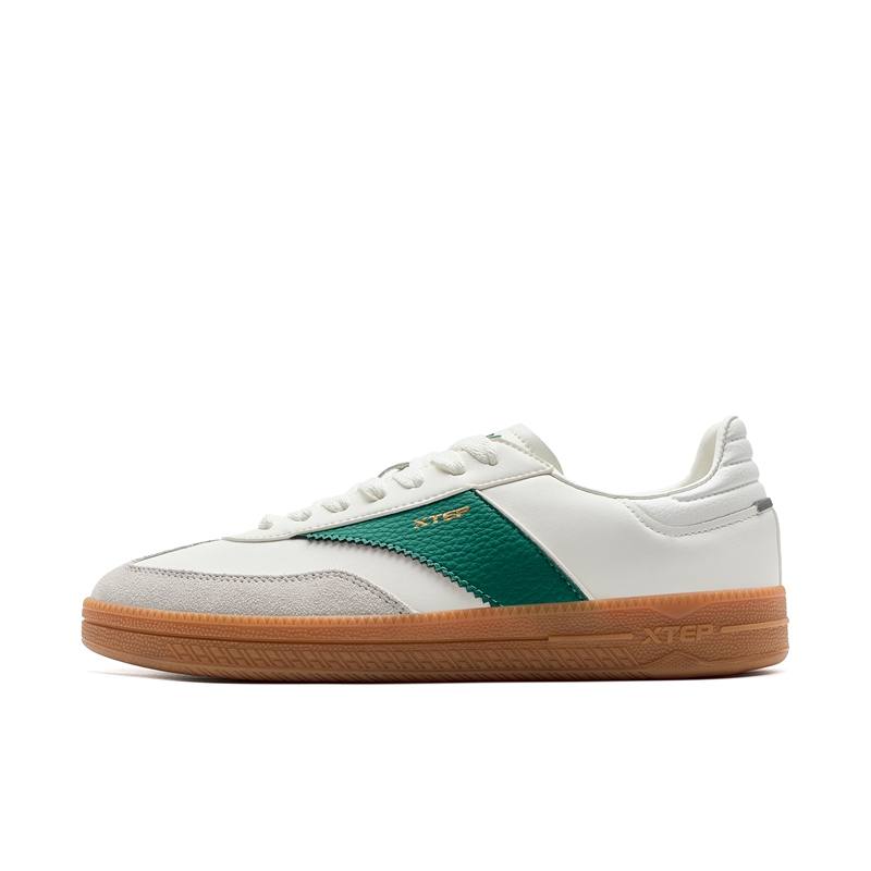 XTEP Slip Resistant Abrasion Resistant Low top Skateboard Shoes Men's White Gray Green