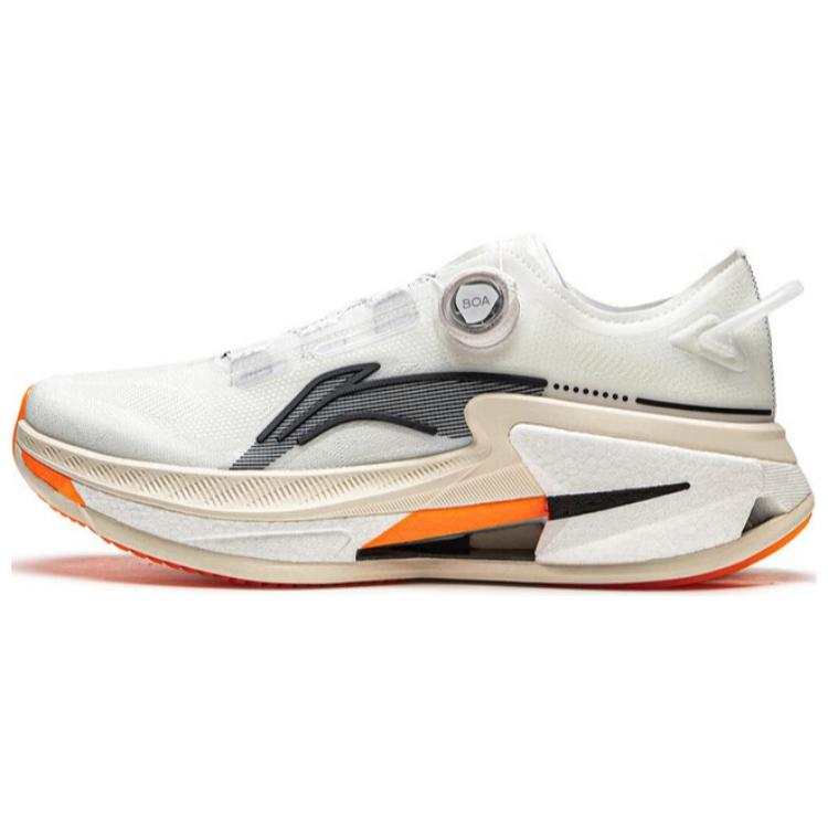 Li-Ning Li Ning Cushioning Slip Resistant Abrasion Resistant Low top Running Shoes Men's White Black Orange