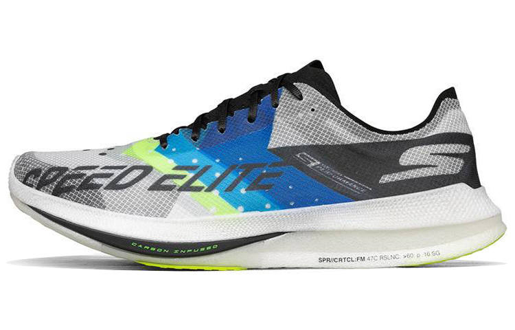 Skechers Mesh, Textile Cushioning Abrasion Resistant Breathable Low top Running Shoes Men's Black Blue