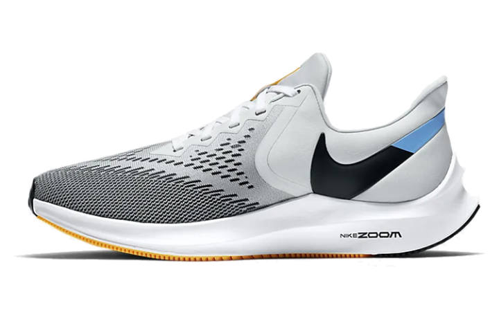 Nike Nike Zoom Winflo 6 Cushioning Slip Resistant Low top Marathon Running Shoes Unisex White Gold Orange