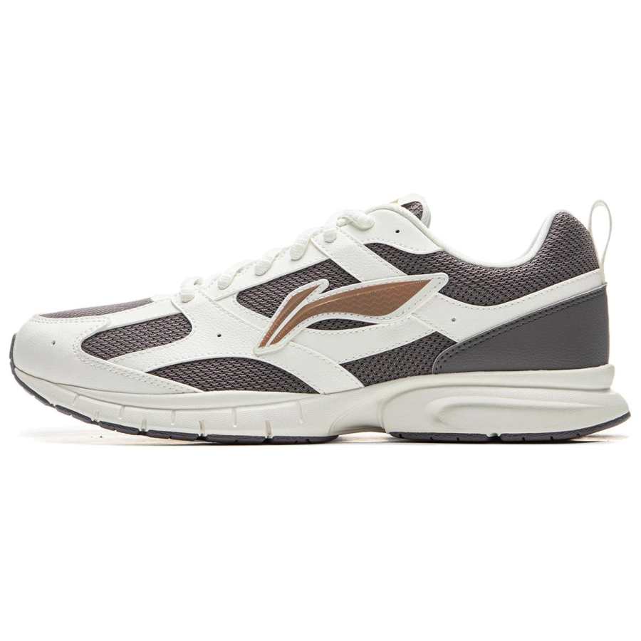 Li-Ning Li Ning Fabric Cushioning Slip Resistant Abrasion Resistant Breathable Low top Running Shoes Men's White Gray