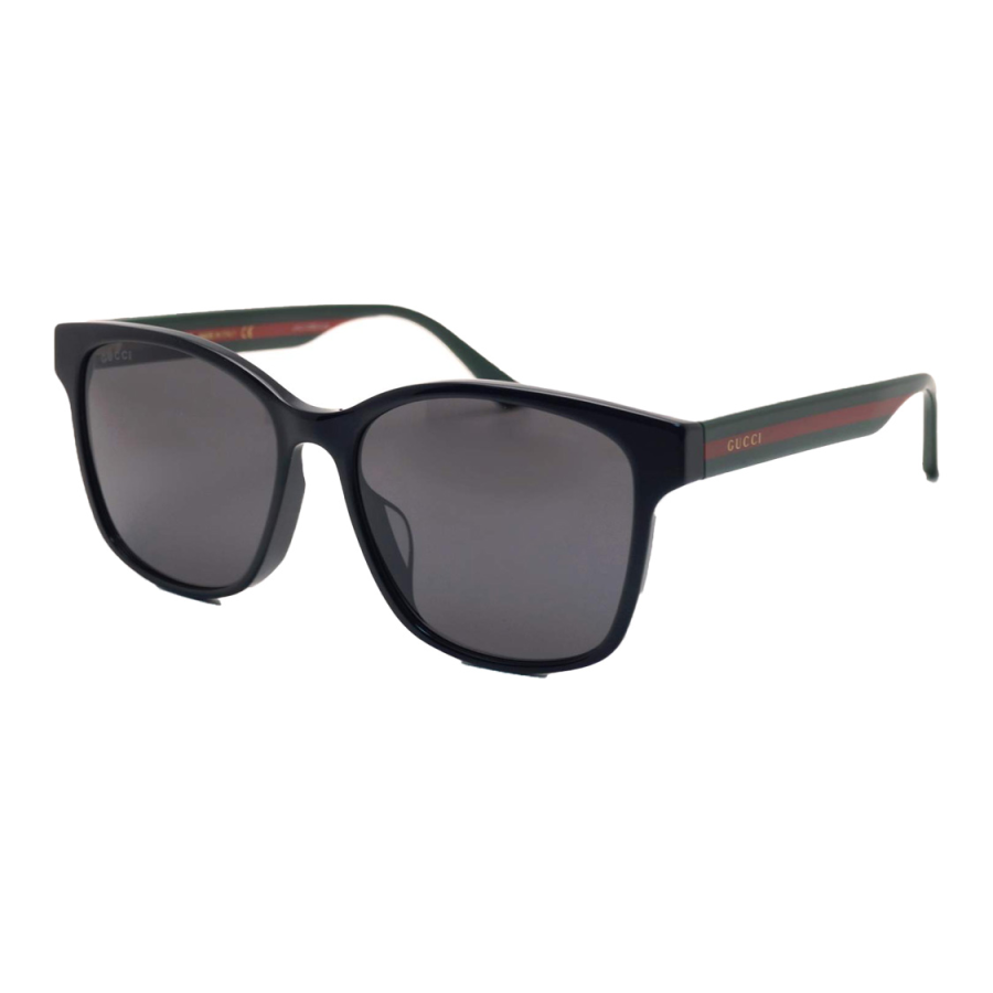 GUCCI GUCCI Red-Green Webbing Acetate Square Frame Sunglasses Black