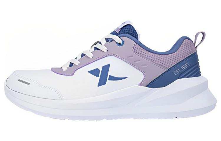 XTEP Comfortable Fabric Cushioning Slip Resistant Abrasion Resistant Low top Running Shoes Women's White Purple Blue