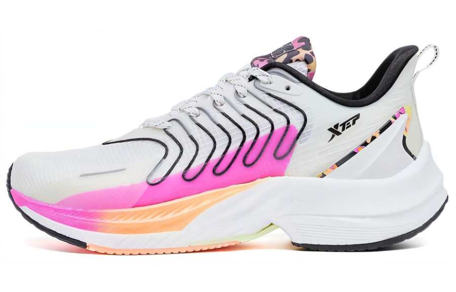 XTEP Speeding 3.0 Slip Resistant, Abrasion Resistant, Breathable Low top Running Shoes Women's White Purple Rose Red