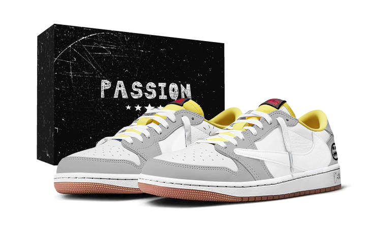 Jordan Travis Scott x Jordan Air Jordan 1 Gray White Travis Scott X AJ1 Low Box Abrasion Resistant Abrasion Resistant Low top