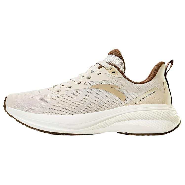 Anta Running Collection Comfortable Cushioning, Wear Resistant Low top Running Shoes Men's White Wood Color