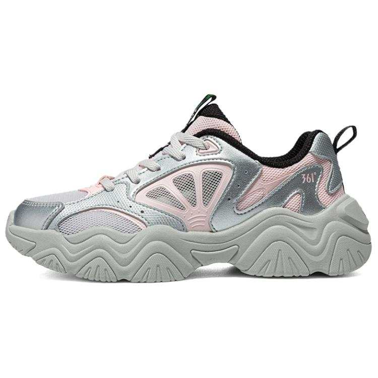 361° Abrasion Resistant Quick Dry Low top Casual Shoes Women's Pink Silver