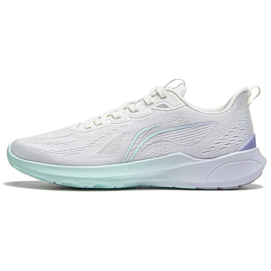 Li-Ning Li Ning Qingyi Comfortable Fabric Cushioning, Wear Resistant Low top Casual Running Shoes Women's White Purple
