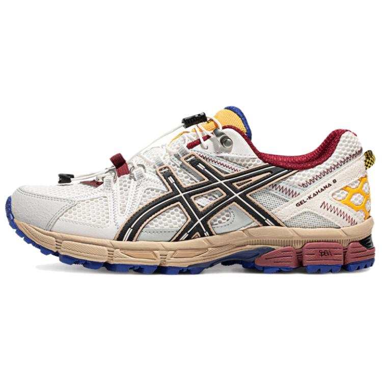 ASICS Gel Kahana 8 FL Textile, Synthetic Leather Low top Casual Trail Running Shoes Men's White Black Red