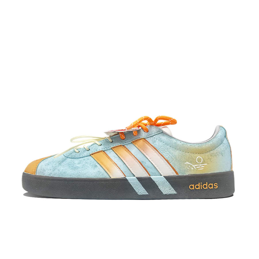 Adidas Adidas VL COURT 2.0 Orange Soda Abrasion Resistant Low top Skateboard Shoes Unisex Cyan Orange