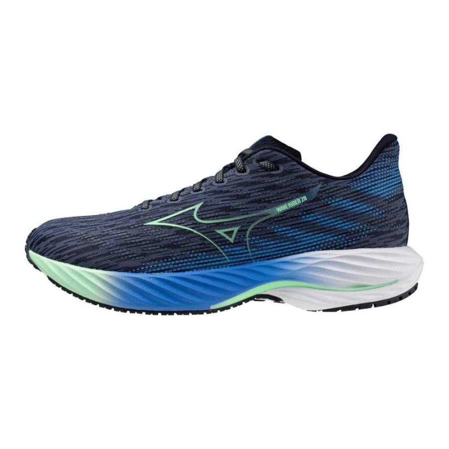 Mizuno Wave Rider 28 Fashion Slip Resistant Low top Running Shoes Men's Vintage Indigo