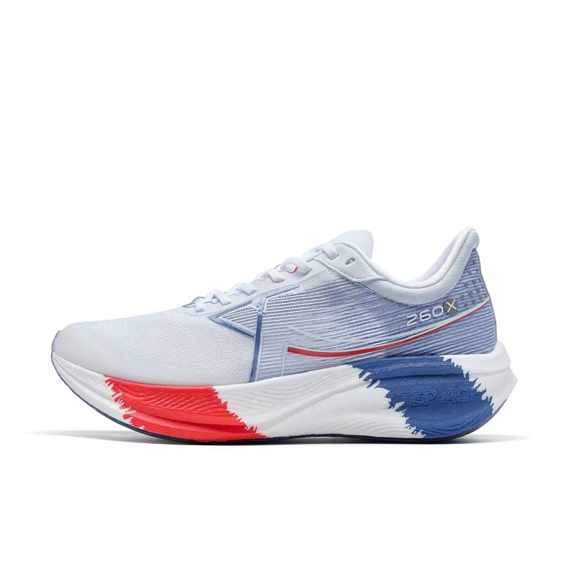 XTEP 260X 1.0 Running Shoes Men's Low Top New White/Daylight Blue/Laser Red