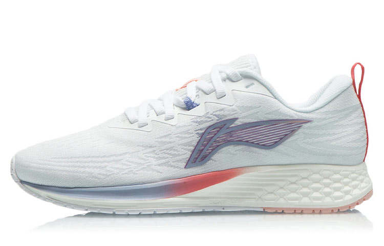 Li-Ning Li Ning Red Hare 4 Cushioning Slip Resistant Abrasion Resistant Low top Running Shoes Women's White Gray Red Blue