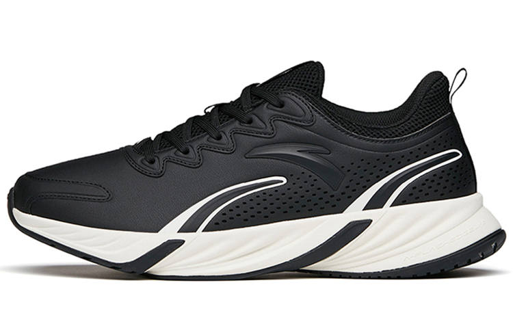 Anta Cushioning Slip Resistant Abrasion Resistant Low top Running Shoes Men's Black White