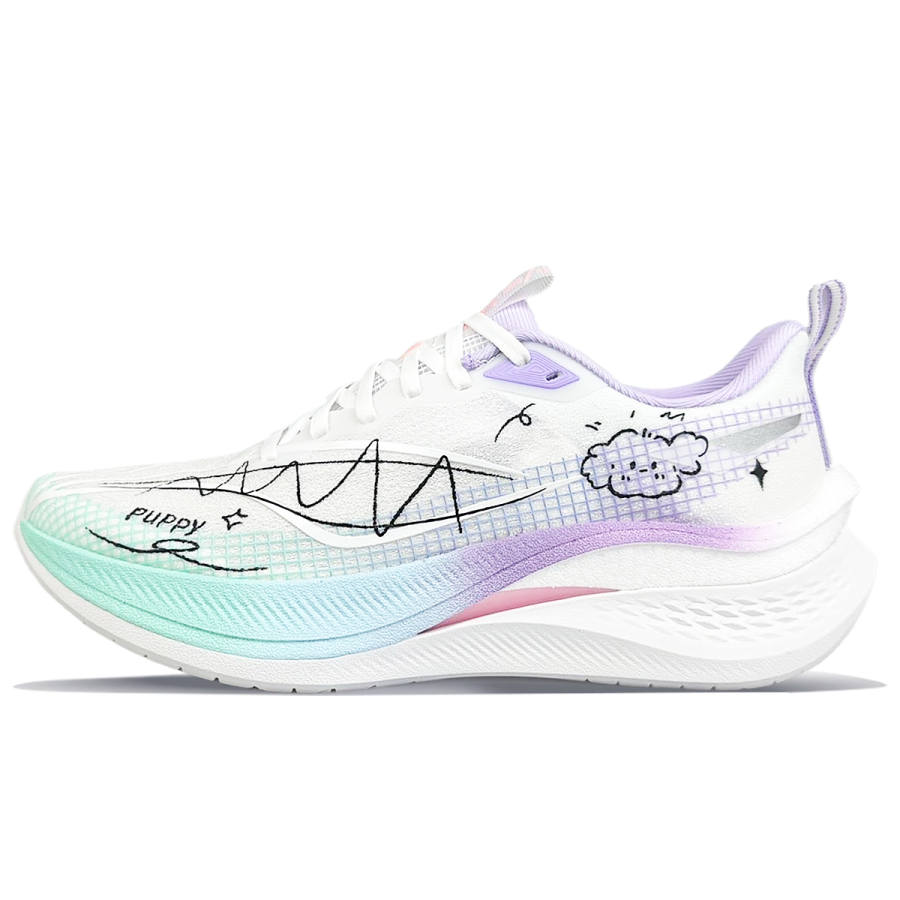 Li-Ning Li Ning Red Hare 7 Pro Cushioning Slip Resistant Breathable Lightweight Low top Running Shoes Men's White Purple