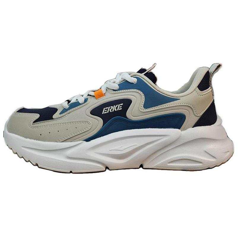 Erke Cushioning Abrasion Resistant Cushioning, Wear Resistant Low top Casual Running Shoes Men's Gray Blue