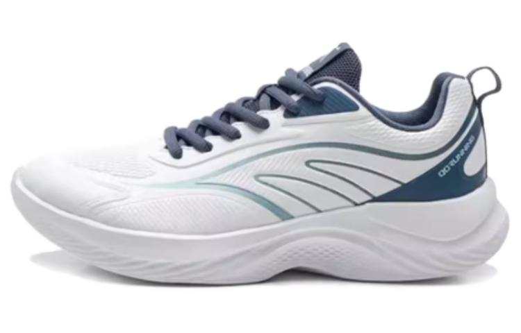 QIAODAN Leather Slip Resistant Low top Running Shoes Men's White Blue