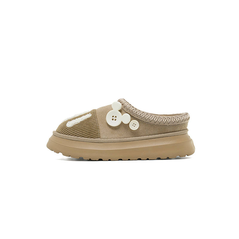 OLD ORDER x Disney Fuzzy Closed Toe Slippers Unisex Light Brown