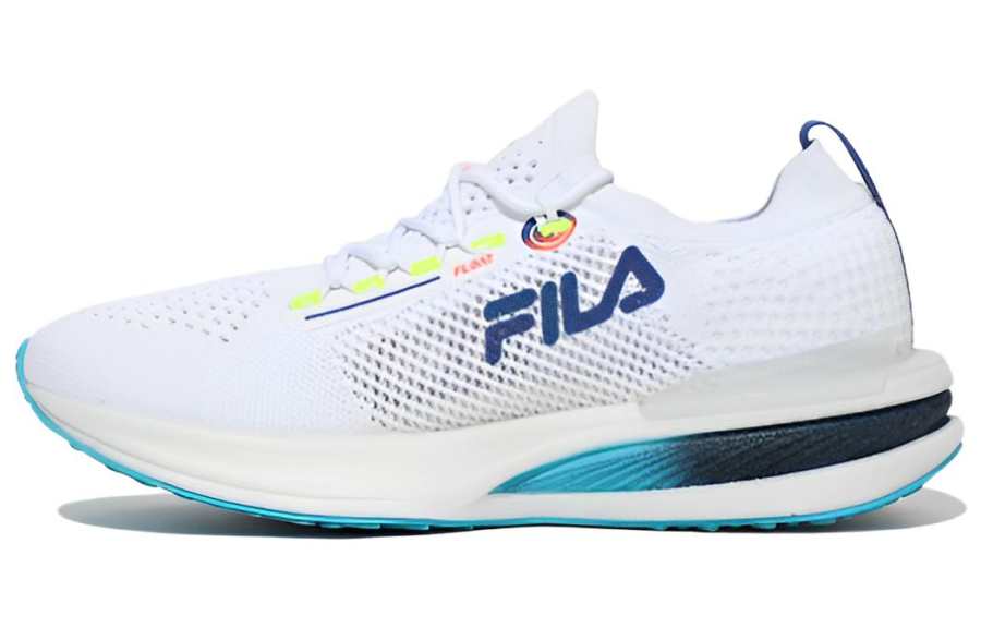 FILA Cushioning Abrasion Resistant Cushioning, Wear Resistant Low top Running Shoes Unisex White Blue Korean Style