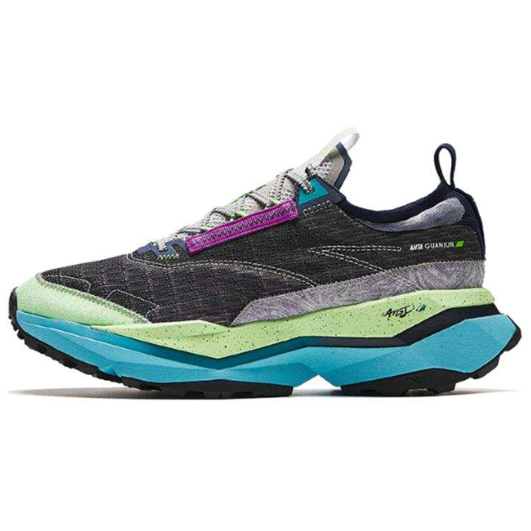 Anta Peregrine Falcon 2 Fabric Slip Resistant Abrasion Resistant Low top Running Shoes Men's Black Green Blue