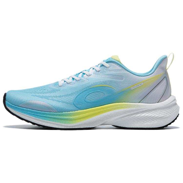 QIAODAN Light Speed 5.0 PLUS Cushioning Slip Resistant Low top Training Racing Running Shoes Men's Blue White