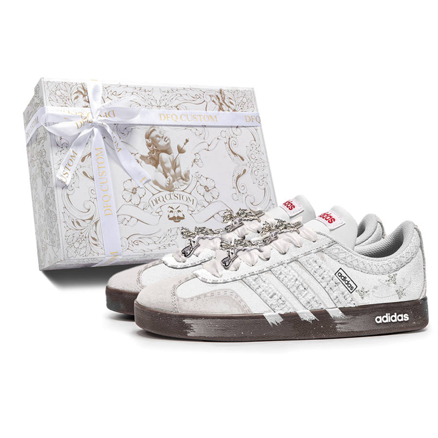 Adidas Adidas VL COURT 2.0 Little Fairy Abrasion Resistant Low top Skateboard Shoes Unisex White Pink