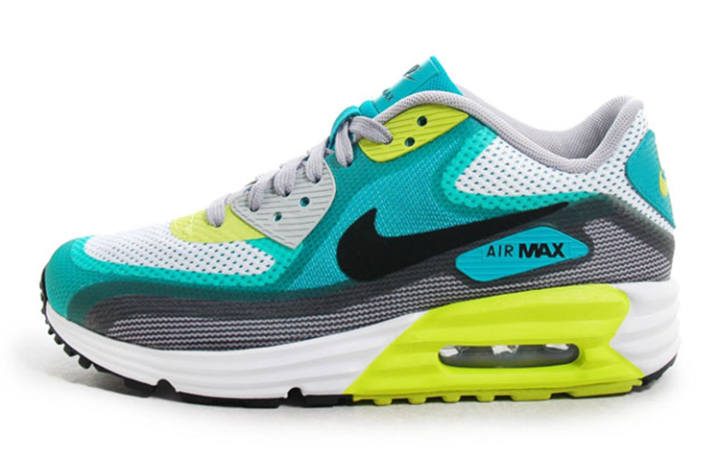 Nike Nike Air Max 90 Textile, Artificial Leather Low top Running Shoes Men's Green Yellow