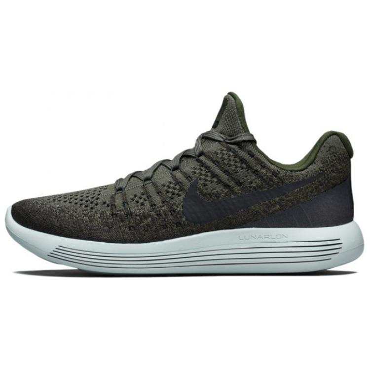 Nike Nike LunarEpic Flyknit 2 Cushioning, Wear Resistant Low top Casual Running Shoes Men's Gray Green