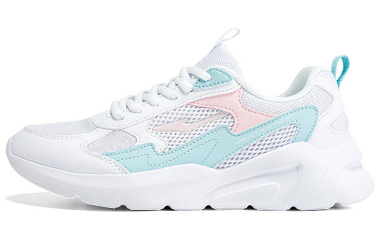 Erke Comfortable Abrasion Resistant Breathable Low top Running Shoes Women's White Blue