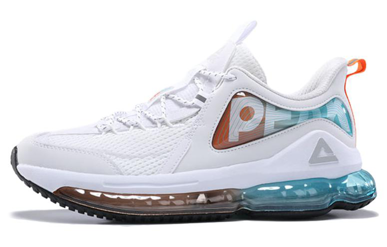 PEAK Full Length Air Cushion Cushioning Slip Resistant Abrasion Resistant Low top Running Shoes Men's White Orange