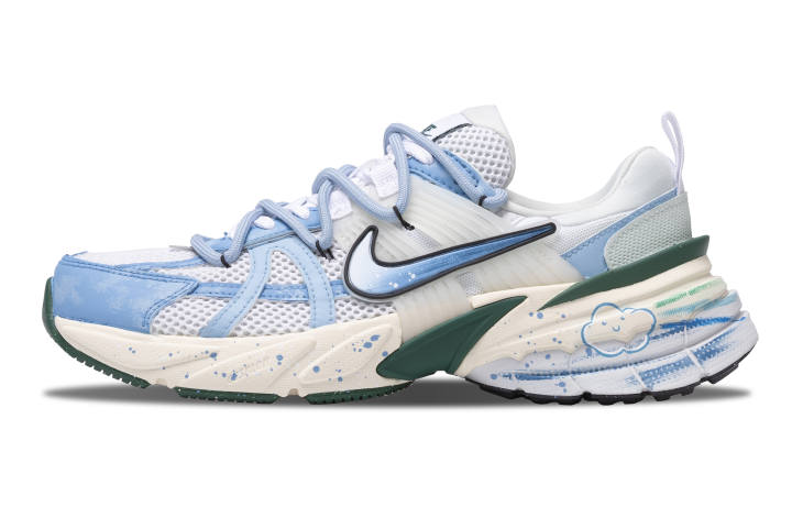 Nike Nike V2K Run Fabric Cushioning, Wear Resistant Low top Running Shoes Women's Blue White