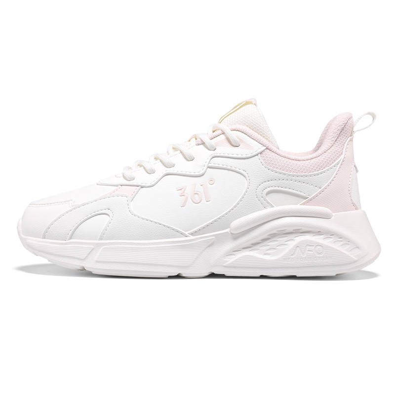 361° Slip Resistant Abrasion Resistant Low top Running Shoes Women's White Pink