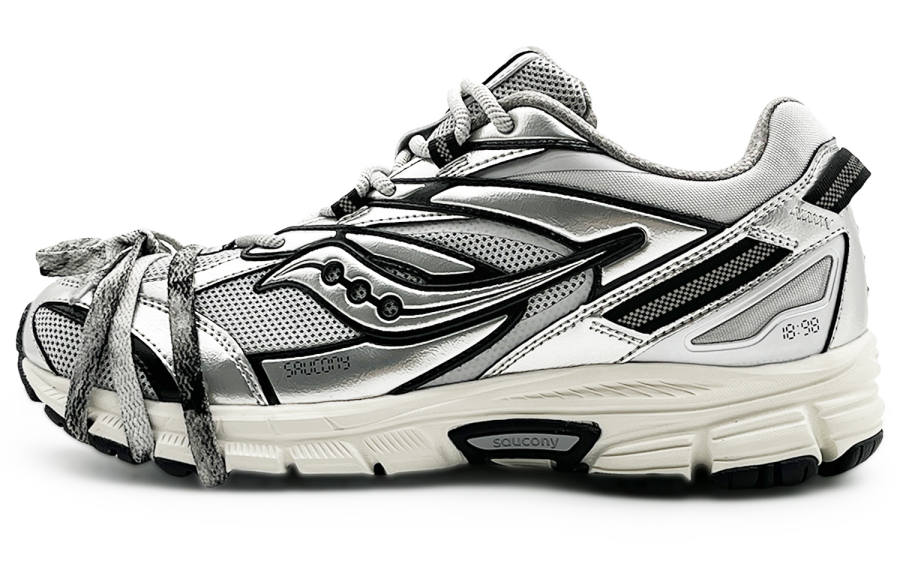 Saucony Cushioning Slip Resistant Abrasion Resistant Support Low top Running Shoes Unisex Silver Gray