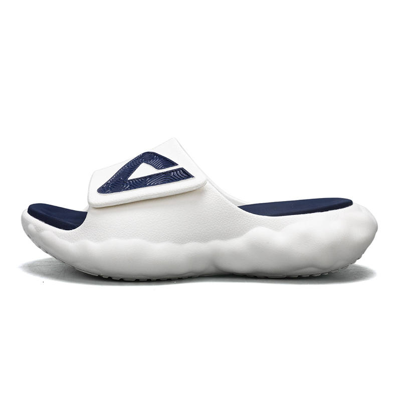 PEAK Taichi Cloud Slip Resistant Cushioning Slide Slippers Men's Super Light White Dark Blue