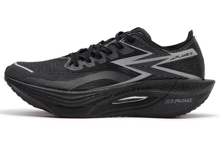 361° Flame 3 Cushioning Abrasion Resistant Breathable Low top Marathon Running Shoes Unisex Obsidian Black