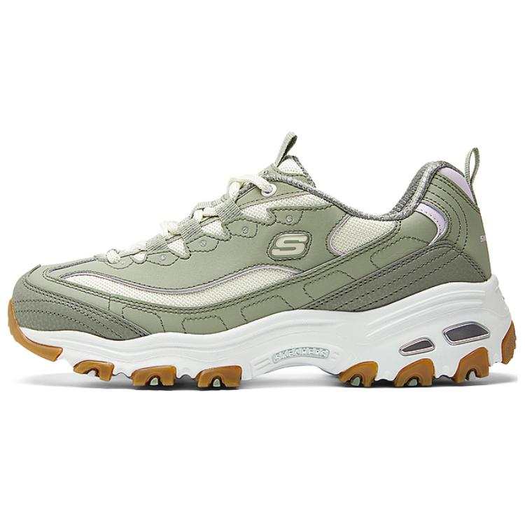 Skechers D'Lites 1.0 Abrasion Resistant Breathable Low top Running Shoes Women's Green White