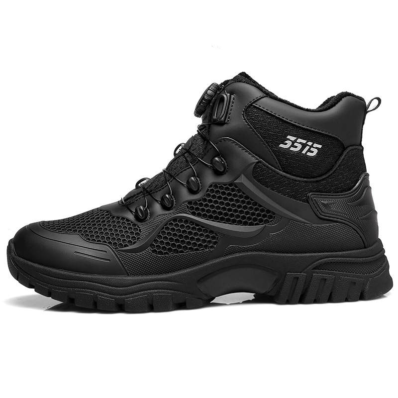 QIANGREN 3515 Winter Thickened And Fleece Lined Thermal Training Boots Outdoor Boots Men's Black