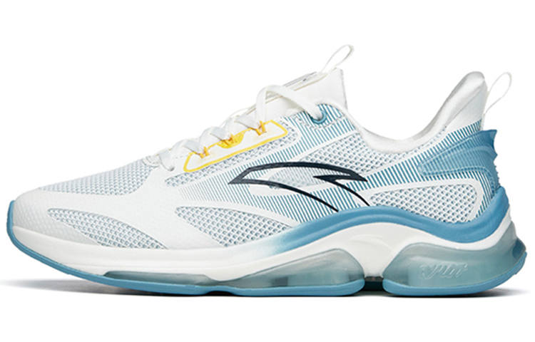 Anta Cushioning Slip Resistant Abrasion Resistant Breathable Low top Running Shoes Men's White Blue Yellow