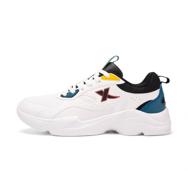 XTEP Cushioning Abrasion Resistant Cushioning, Wear Resistant Low top Running Shoes Men's White Black Blue
