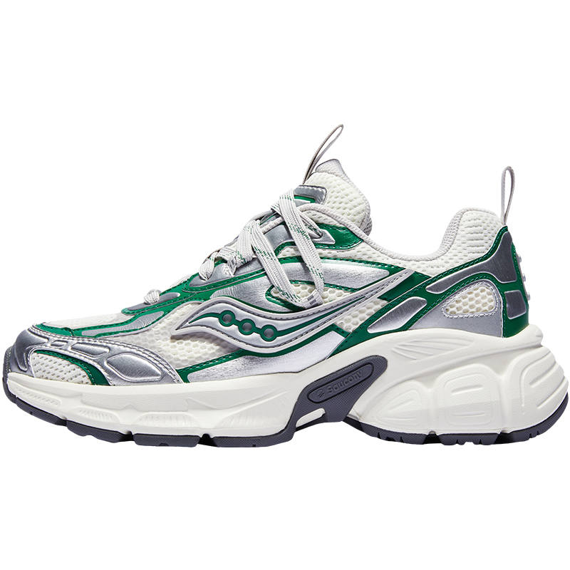 Saucony 2K CAVALRY Synthetic Leather Slip Resistant And Breathable Support Low top Casual Shoes Unisex Silver Green