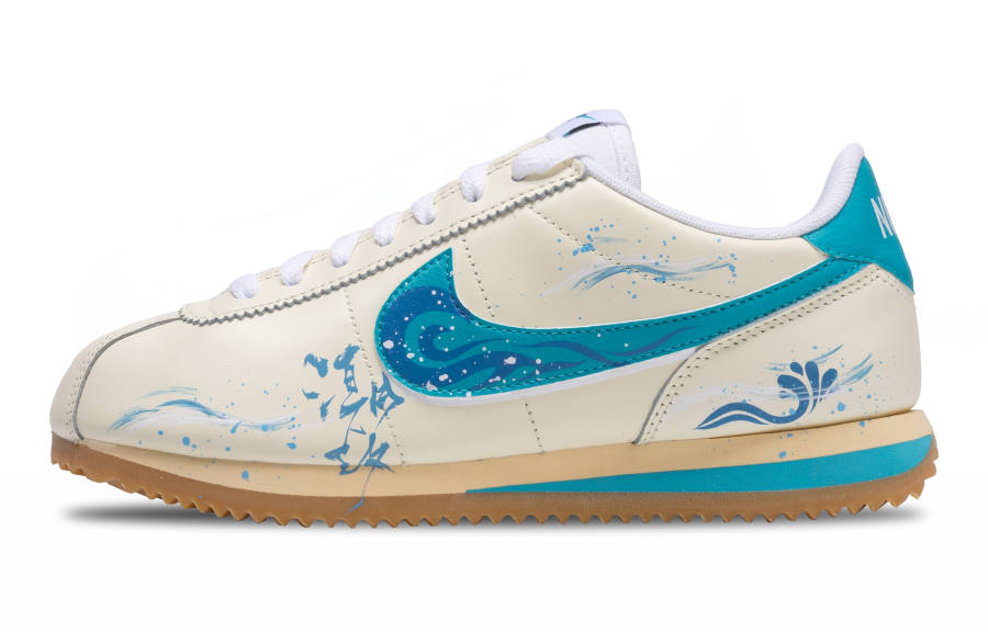 Nike Nike Cortez Abrasion Resistant Abrasion Resistant Low top Running Shoes Women's Beige Blue