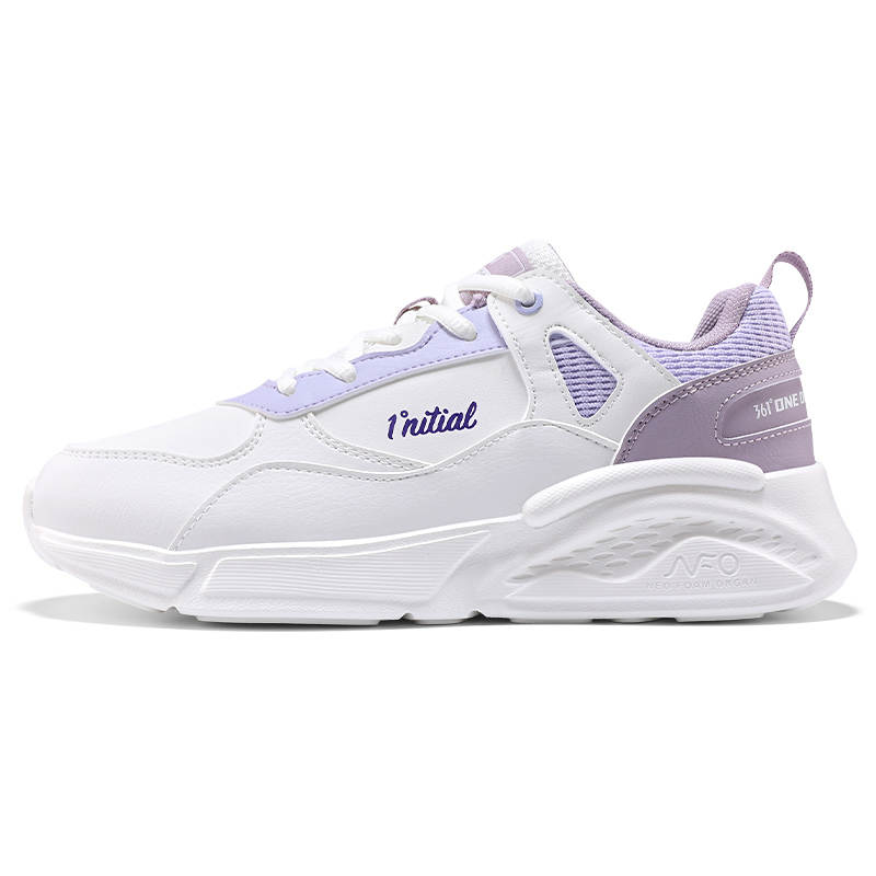 361° Cushioning, Wear Resistant Low top Casual Running Shoes Women's White Purple