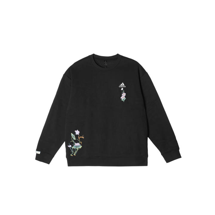 Adidas Adidas LABEL Sweatshirts Unisex Black Crew Neck Moderate