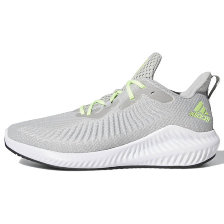 Adidas Adidas AlphaBounce Lace Up Cushioning Low top Running Shoes Men's Light Gray Green