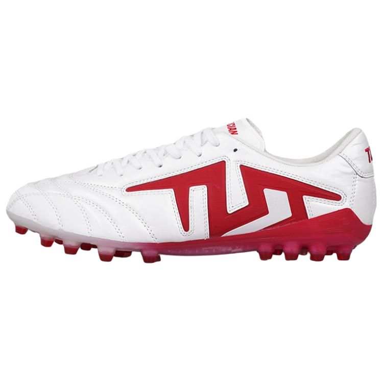 TLSS. MG Multi Ground Artificial Turf Cushioning Slip Resistant Anti Twist Soccer Shoes Men's White Red