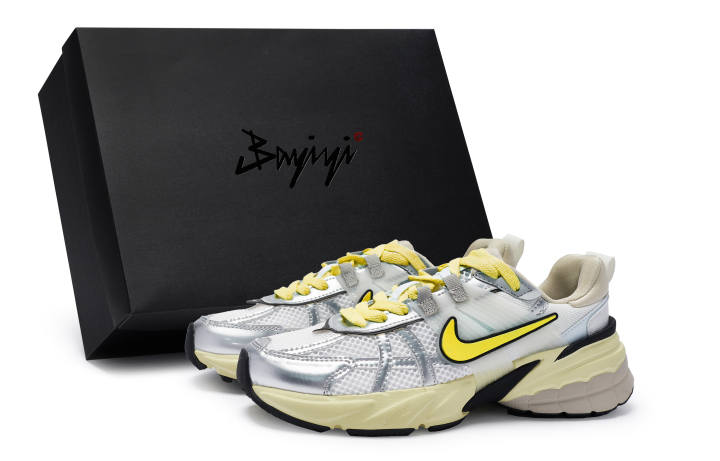 Nike Nike V2K Run Cushioning Slip Resistant Waterproof Low top Running Shoes Women's White Silver Yellow