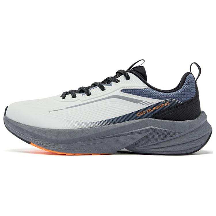 QIAODAN Synthetic Leather Cushioning Slip Resistant Abrasion Resistant Low top Running Shoes Men's White