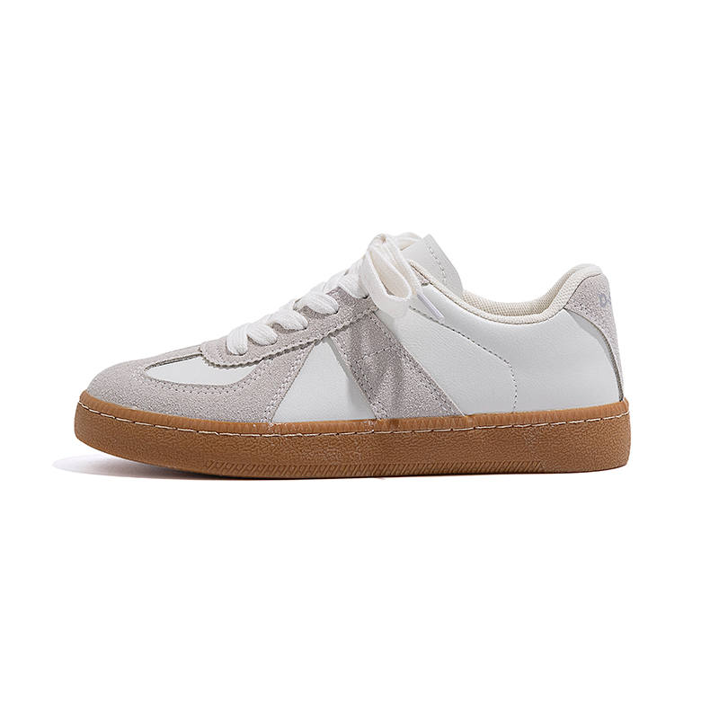 DD&OO German Army Trainers Microfiber Leather Low top Skateboard Shoes Women's Beige