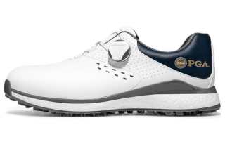 PGA Cushioning, Wear Resistant Low top Golf Shoes Men's White Cyan